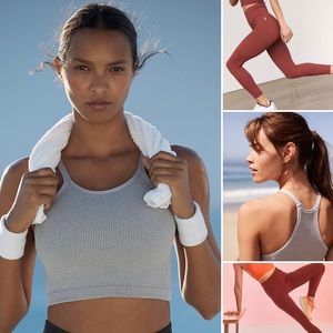 10) NEW Free People Happiness runs leggings and crop SET